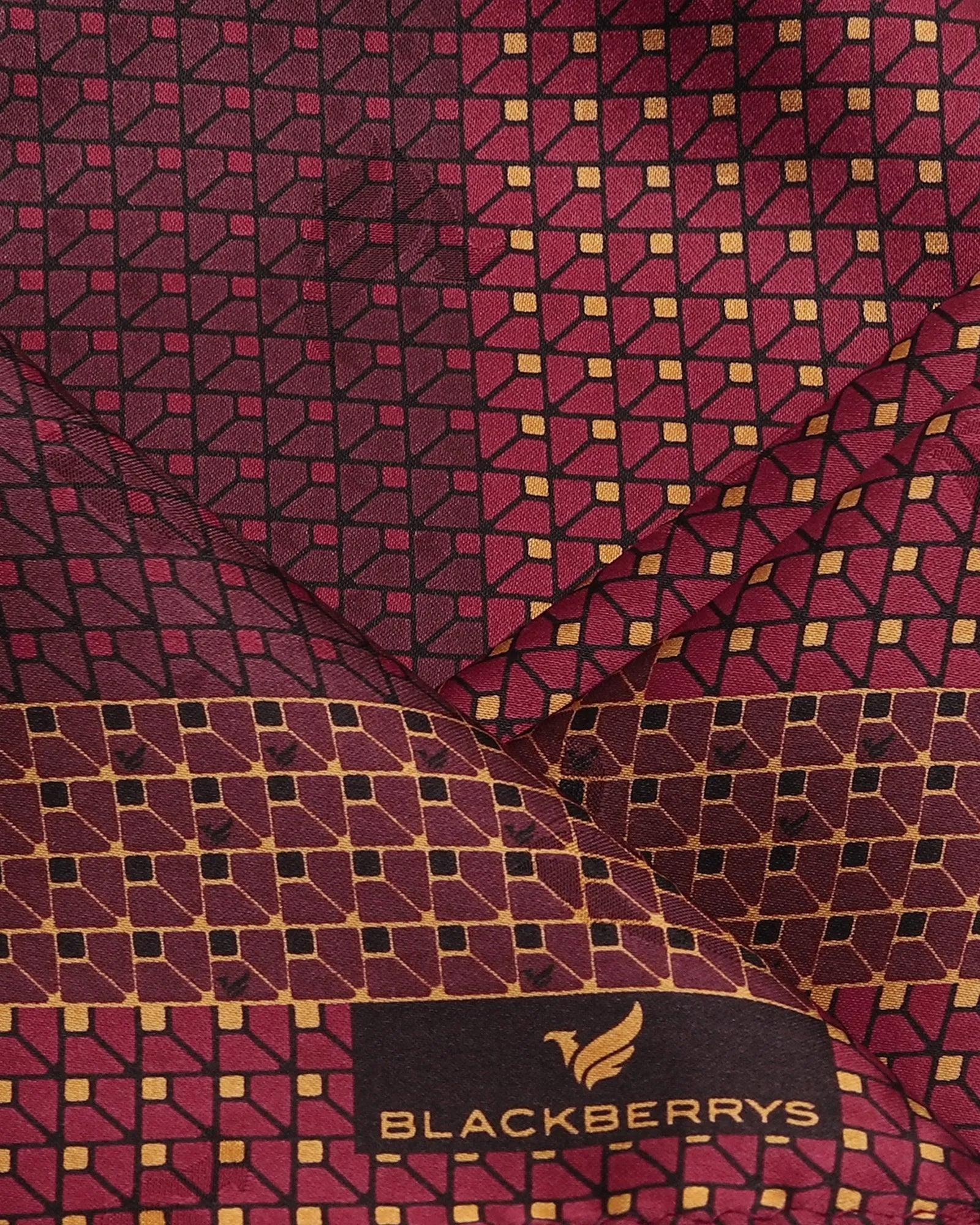 Silk Maroon Printed Pocket Square - Tylell