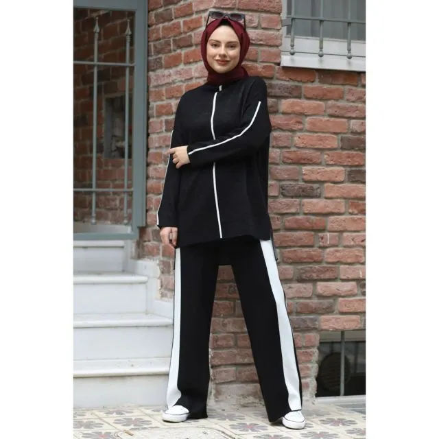 Sporty White Stripe Modest Pants