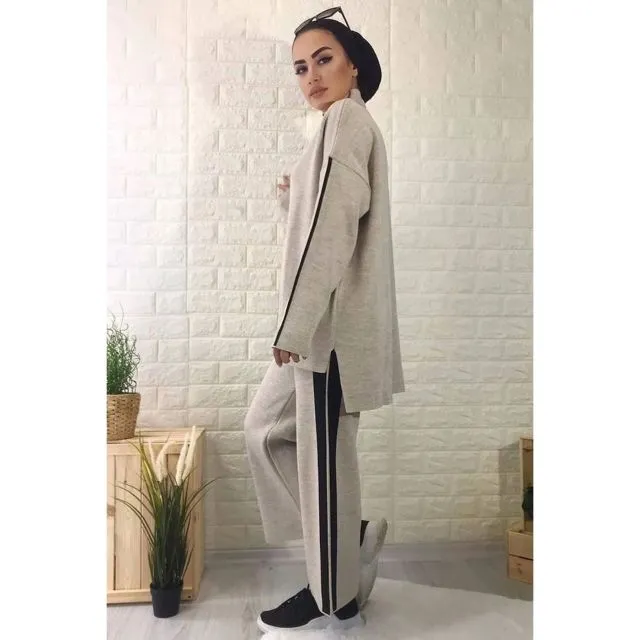 Sporty White Stripe Modest Pants