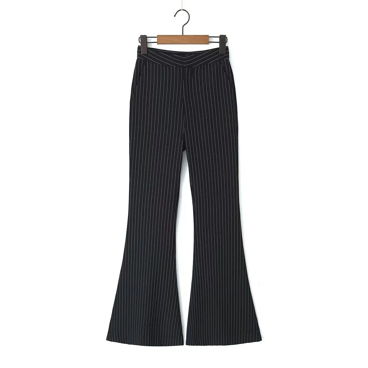 Spring Vertical Striped Blazer Suit Vest Bell Bottom Pants Suit