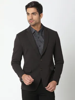 Spykar Men Black Cotton Slim Fit Blazer