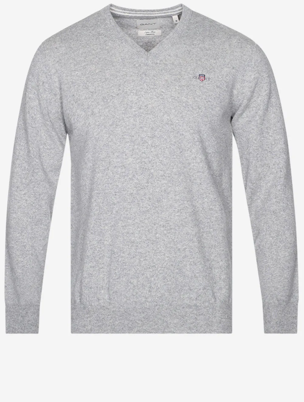 Superfine Lambswool V Neck Grey Melange