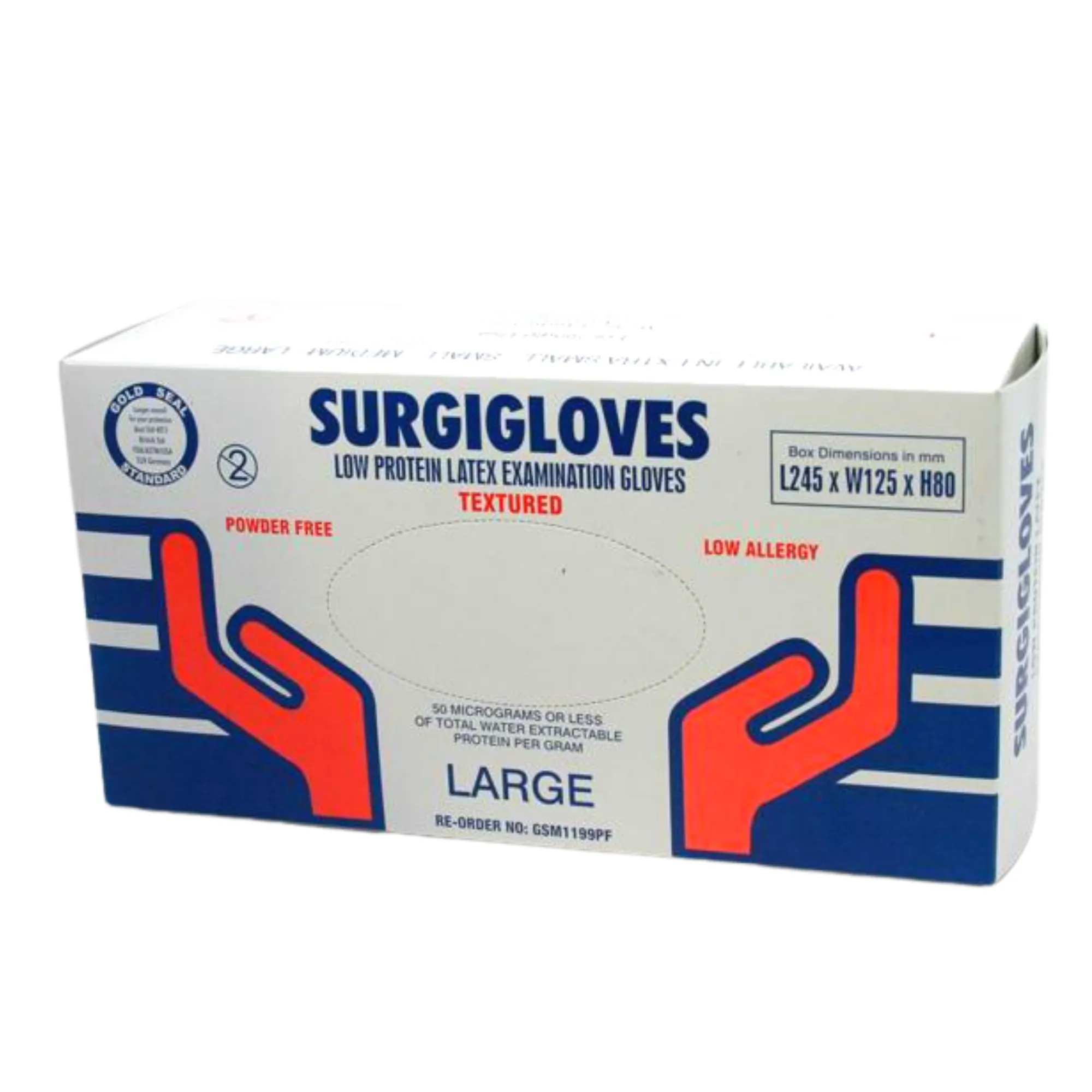 Surgigloves Low-Protein Textured Powder Free Latex Gloves 100pcs