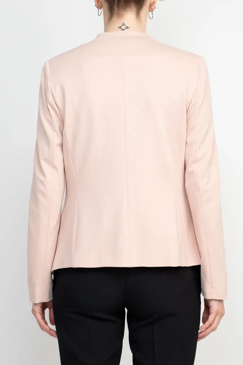 T Tahari Open Front Long Sleeve Zip Pocket Detail Blazer