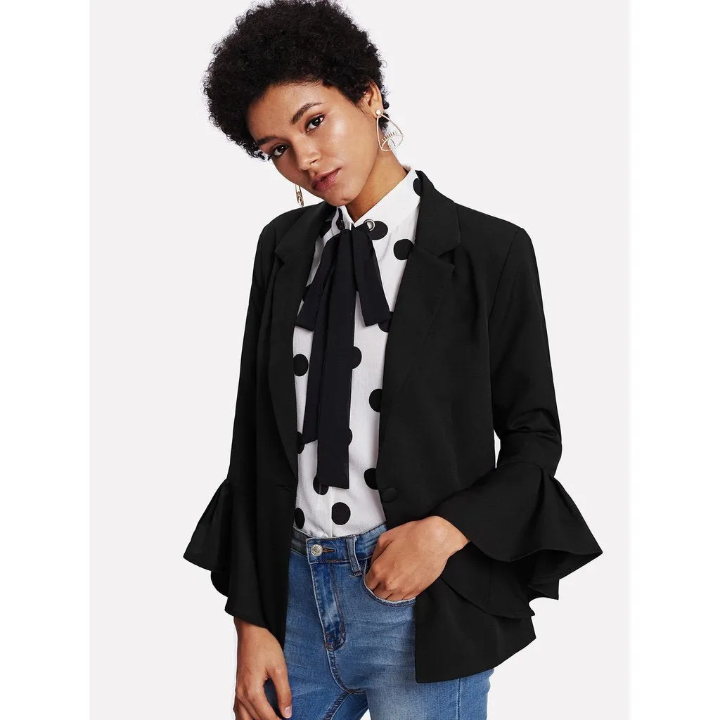 Trumpet Sleeve Single Button Blazer