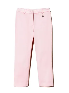 TWINSET Girl's Stretch cotton satin Pink Trousers-231GJ2012