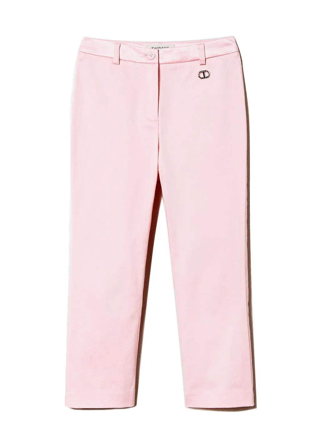 TWINSET Girl's Stretch cotton satin Pink Trousers-231GJ2012