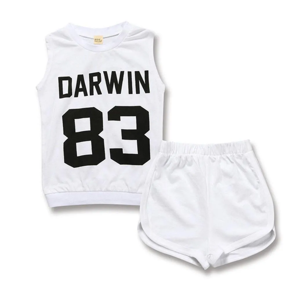 Unisex Summer Children's Suit Baby Vest Shorts Two-Piece Set Wholesale Kids Boutique Clothes