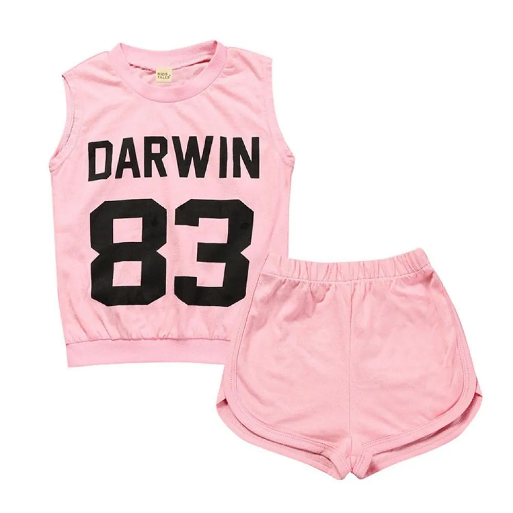 Unisex Summer Children's Suit Baby Vest Shorts Two-Piece Set Wholesale Kids Boutique Clothes