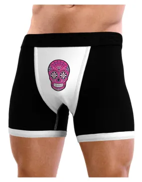 Version 4 Pink Day of the Dead Calavera Mens Boxer Brief Underwear