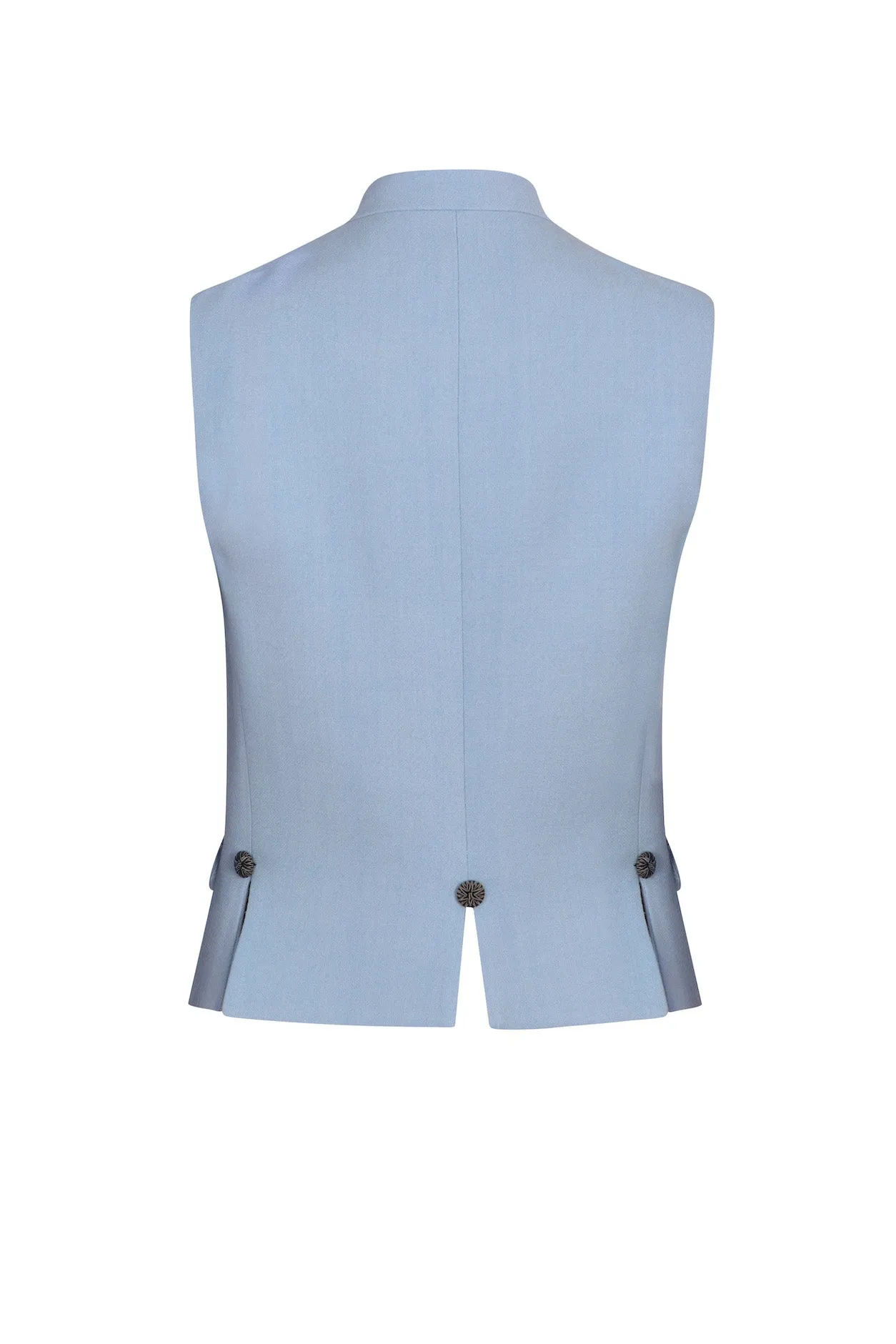 Waistcoat in Embroidered Sky Faille with Grey Frogging Fastening - Wendy