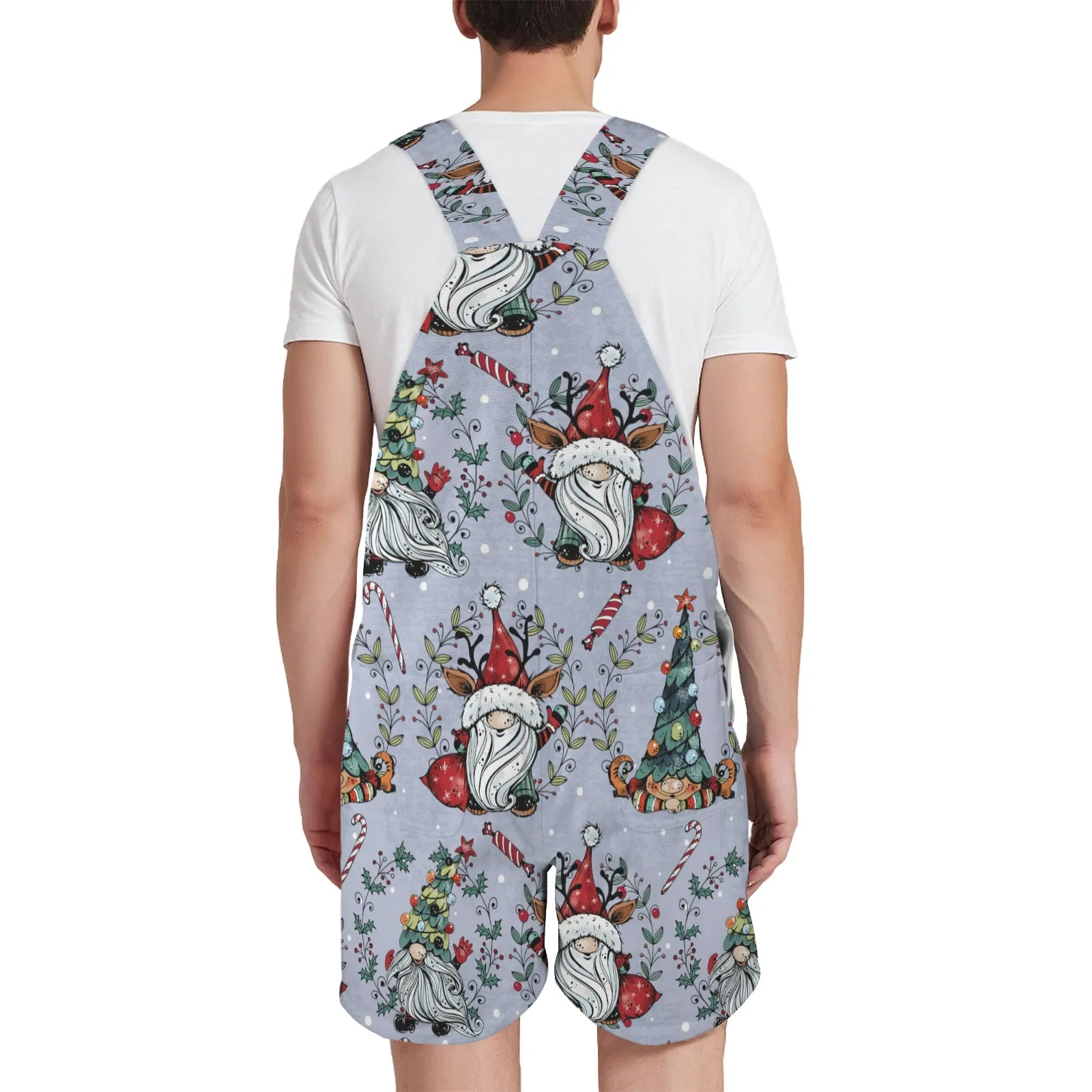 Whimsical Christmas Wreaths Blue Emerson Easy-Wear Jumpsuit Unisex Shorts Suspender Jumpsuit