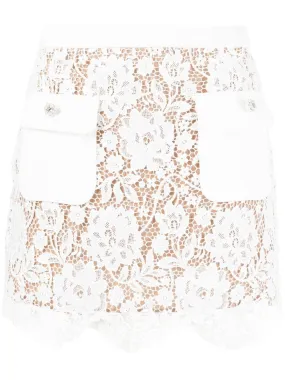 White Cord Lace Mini Skirt