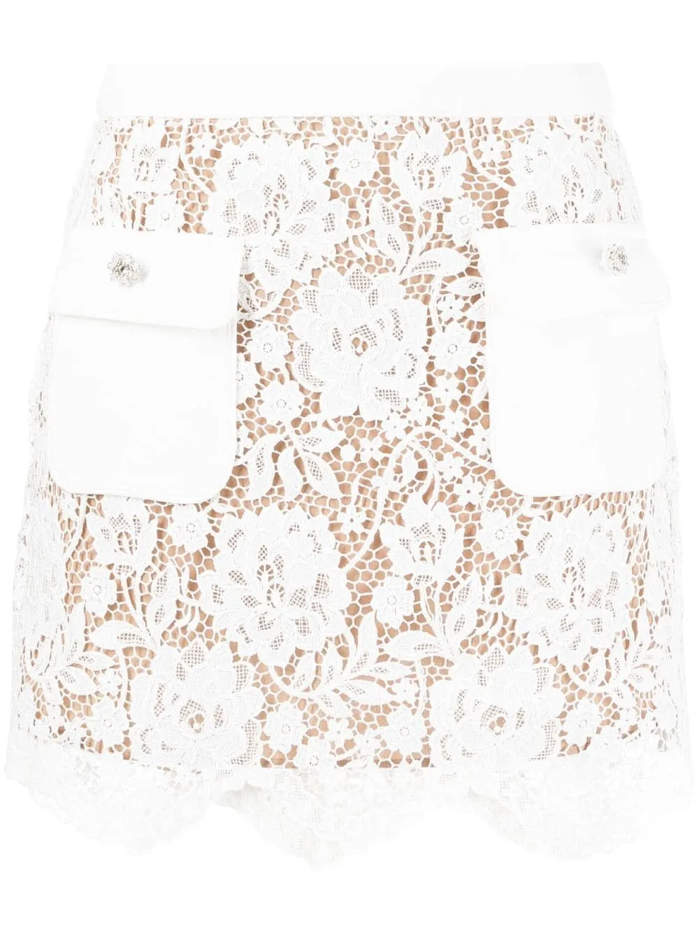 White Cord Lace Mini Skirt