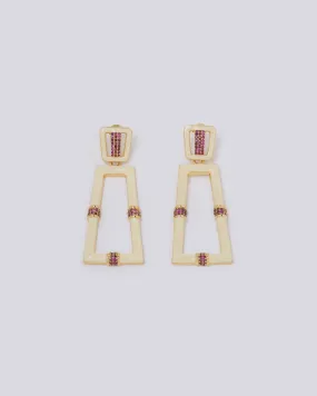 White Enamel Chess Earrings