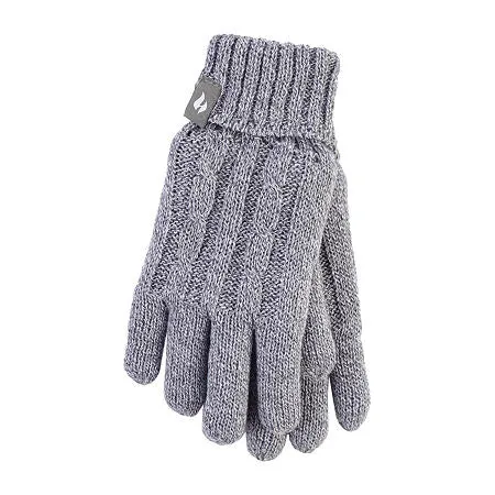 Women's Heat Holders Cable Knit Gloves LHHG94LGR