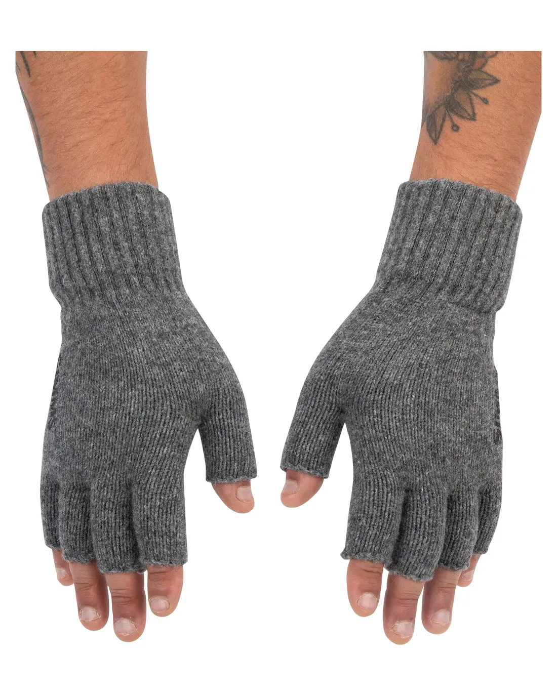 Wool Half-Finger Gloves - Steel