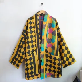 XXL Yellow and Black Harlequin Pattern Anoushka Jacket LL135