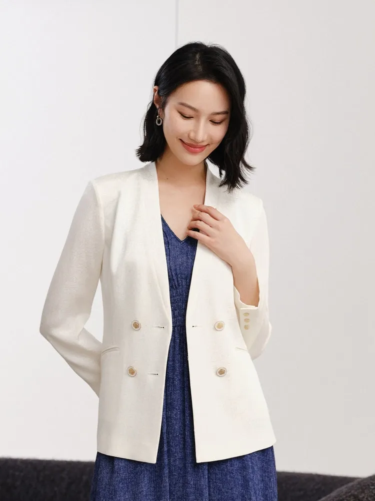 YAYING Silk Pinstripe Blazer